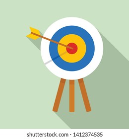 Archery wood target icon. Flat illustration of archery wood target vector icon for web design