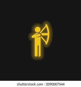 Archery yellow glowing neon icon