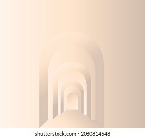 Arches 3d. Stage for product presentation. Delicate pink background.