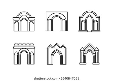 arches icon line art vector illustration
