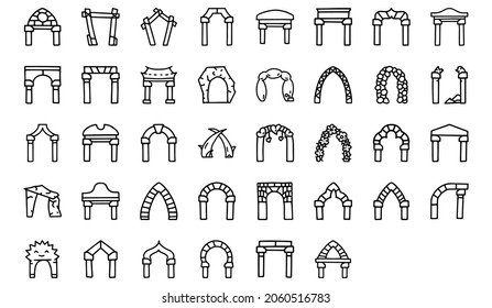Arches line vector doodle simple icon set