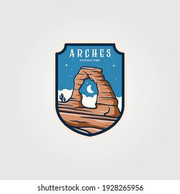 arches national park emblem logo vector sticker patch travel symbol illustration design