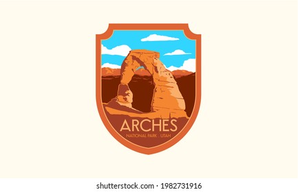 Arches national park emblem vector