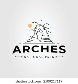 Arches national park line art logo. arch rock symbol vector illustration design