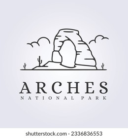 Arches national park logo landmark icon vector illustration design