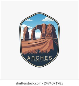 Arches National Park Logo Patch emblem design vector