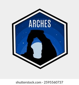 Arches National Park Silhouette in the Night Scenery with Beehive Frame Perfect for your Print, Apparel, etc