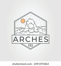 arches national park with sun logo vector illustration design