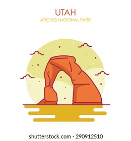 Arches National Park Vector Illustration, Utah US