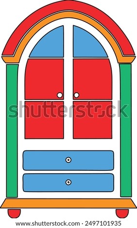Arc-hid cabinet isolated on white background