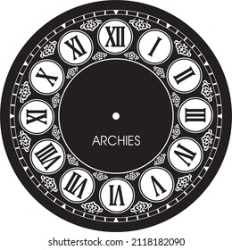 ARCHIES BLACK CLOCK DAIL ANTIQUE CLOCK DAIL