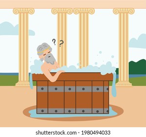 Archimedes im Badezimmer der Wissenschaftler schreit Eureka