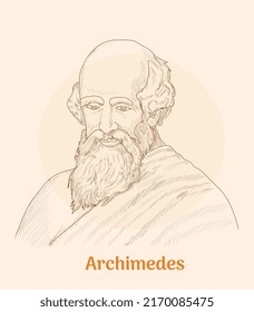 Archimedes hand drawing vector illustration 