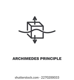 archimedes principle icon. Thin line archimedes principle, equipment icon from education collection. Outline vector isolated on white background. 