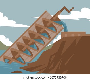 archimedes screw irrigation water system invention