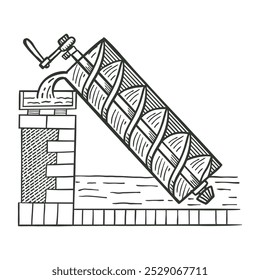 Dispositivo de elevação mecânico de parafuso de Arquimedes - ilustração vetorial