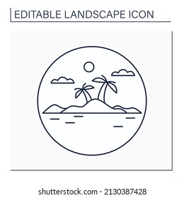 Archipelago line icon. Extensive group of islands. Sea or stretch of water with islands.Landscape concept.Isolated vector illustration. Editable stroke