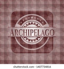 Archipelago red seamless badge with geometric pattern background.