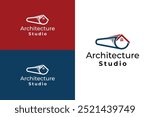 archirecture logo design, paper roll house, architecture studio, real estate, builder, agency, house