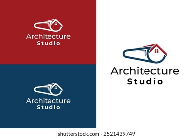 Architektur Logo Design, Papierrolle Haus, Architektur Studio, Immobilien, Bauherrn, Agentur, Haus