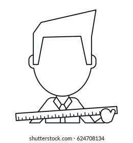 architec man construction ruler large thin line