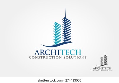Architech Construction Solutions Vector Logo Template. Architect Construction Idea.