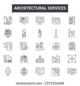 Iconos de líneas de servicios arquitectónicos, conjuntos de signos, vectoriales. Concepto de esquema de servicios arquitectónicos, ilustración: arquitectura,servicio,deconstrucción,negocio,web