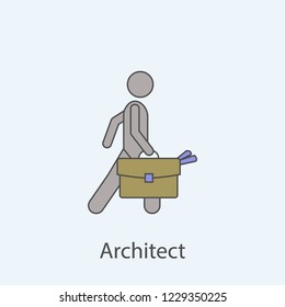 architect 2 colored line icon. Simple colored element illustration. Outline symbol design from man with bag set