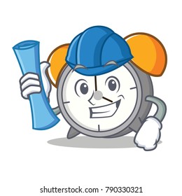 Architect alarm clock character cartoon