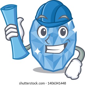 Architect aquamarine gem in the character shape