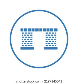 Architect, architecture, brick icon. Blue color design.