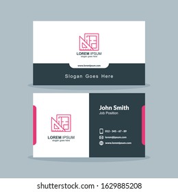 Architect and architecture vector line logo. Build and engineer icon. Real estate and construction business card template.