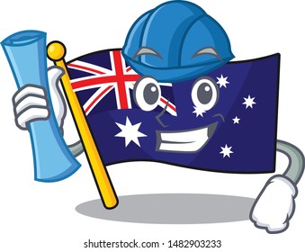 Architect australian cartoon flag kept in cupboard
