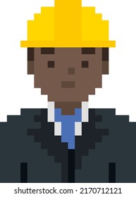 Architect avatar job and profession. Pixel vector illustration. Icon graphic.