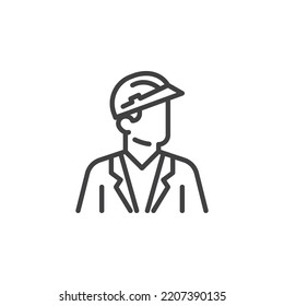 Architect avatar line icon. linear style sign for mobile concept and web design. Engineer person outline vector icon. Symbol, logo illustration. Vector graphics