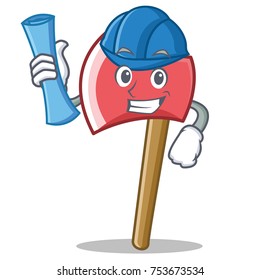 Architect axe character cartoon style vector illustration