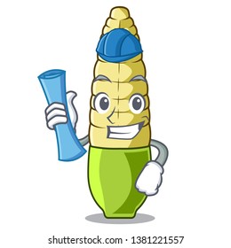 Architect baby corn isolated with the mascot