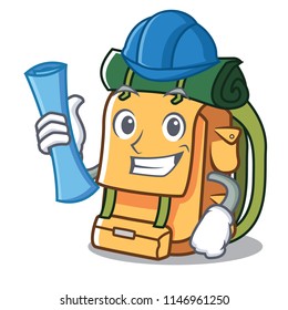 Architect backpack character cartoon style