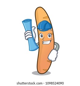 Architect baguette character cartoon style