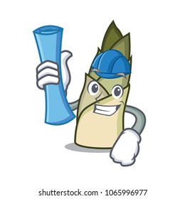 Architect bamboo shoot character cartoon vector illusration