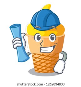 Architect banana ice cream isolated on mascot