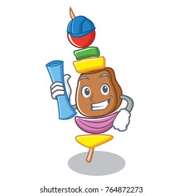 Architect barbecue character cartoon style