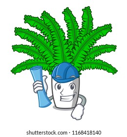 Architect beautiful cartoon ferns in green foliage