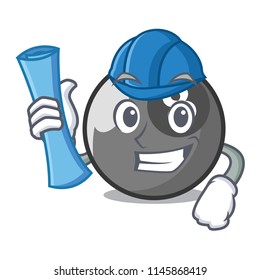 Architect billiard ball character cartoon