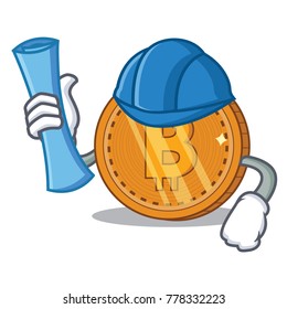 Architect bitcoin coin character cartoon