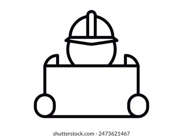 Schwarzes Architekten-Icon beim Betrachten eines Bauplans