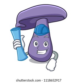Architect blewit mushroom character cartoon