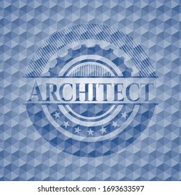 Marca hexagonal azul de arquitecto. Ilustración vectorial. Detallado.