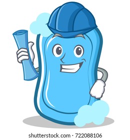 Architect blue soap character cartoon