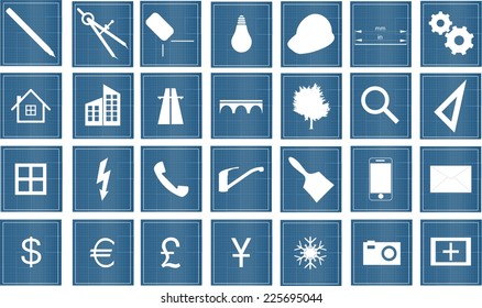 architect blueprint icons
